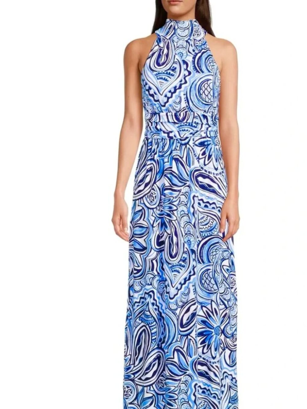 Lilly Pulitzer Wyota Maxi Dress Resort Give It A Whirl Sleeveless Blue Medium